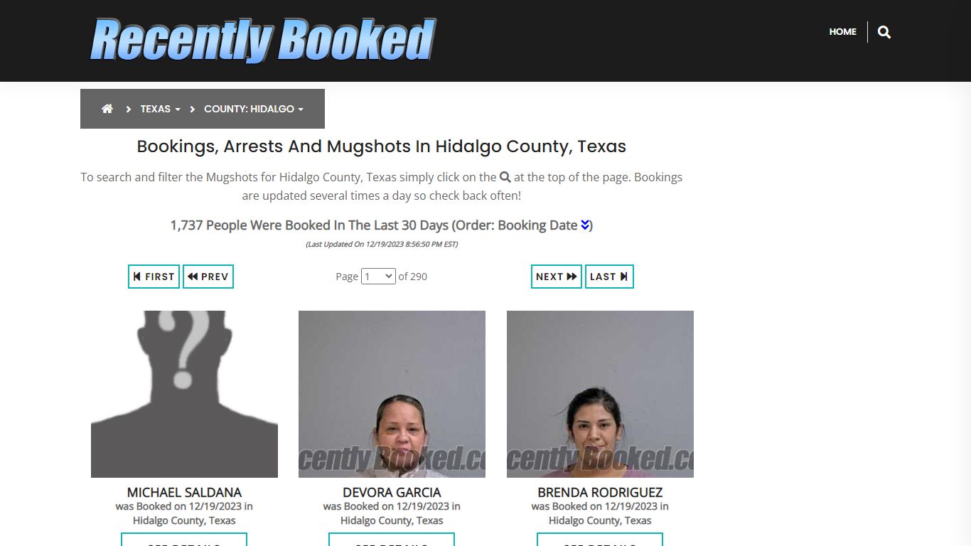 Recent bookings, Arrests, Mugshots in Hidalgo County, Texas